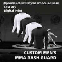 Rashguard MMA personnalisé pour homme, en spandex et polyester 160g, manches longues, séchage rapide, impression numérique sans couture, Jiu Jitsu BJJ Boxe Gym