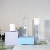 Flacons de lotion sous vide en plastique transparent de 100 ml avec tête de pompe blanche pour soins personnels