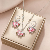 Parures de bijoux tendance : collier, boucles d'oreilles, bague et pendentif – Cadeau idéal pour les couples (confessions/anniversaires)