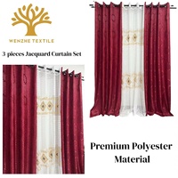 Lot de 3 rideaux occultants jacquard à œillets, motif floral européen, en polyester, prêts à poser, pour l'Afrique – Économie de coûts