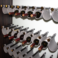 Porte-bouteilles mural en cuir gris aluminium, supports à vin, taille personnalisée