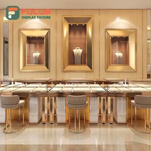 Premium Glass Display Cabinet <b>Wooden</b> Jewelry Counter LED Light Luxury Modern High End Jewelry Store Display Case - Product Image 5