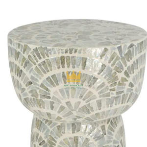 Tabouret de table moderne réglable très demandé avec accents en nacre et design en coquille de Capiz blanche pour chambre à coucher, prix d'usine - Product Image 2