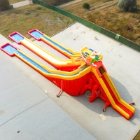 Grand toboggan aquatique gonflable, combo toboggan aquatique sur le thème du dragon, trois toboggans géants gonflables pour adultes
