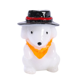 Figura de perro de resina con sombrero negro y bufanda amarilla, decoración del hogar, artesanía artística, adorno en miniatura con forma de animal - Product Image 5