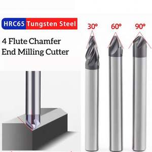 HRC60 Fraise à chanfreiner 90 degrés 4 cannelures Carbure Coin Fraise à chanfreiner Ébavurage 4 6mm Bords V Groove Router - Product Image 2