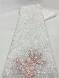 NI.AI New Style Elegant 3D Flower Net <strong>Lace</strong> Sequin <strong>Fabric</strong> Short Beaded <strong>Lace</strong> <strong>Fabric</strong> Sequin Beaded <strong>Fabric</strong> With Pearls - Product Image 2
