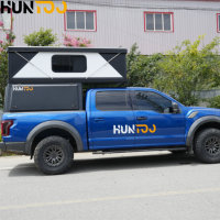 Remolque de Viaje Huntoo para Camioneta, RV Todoterreno, Campers con Carcasa Rígida y Tienda de Campaña Desplegable