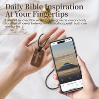 Collier RFID NFC en bois avec mini-étiquette : Accès facile aux versets bibliques, design haut de gamme, étanche, citations inspirantes
