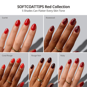BTArtbox SCOATTIPS XS Puntas de Uñas Rojas 160 Piezas al por Mayor, Uñas Postizas Extra Cortas de Gel Suave Almendrado Premium para Otoño/Invierno - Product Image 3