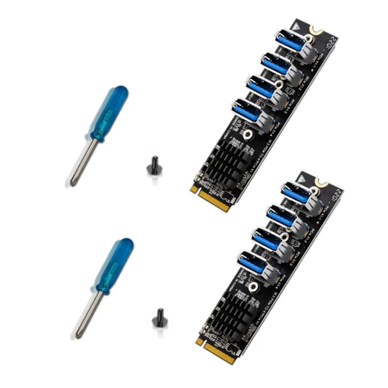 Placa de expansão para pc, m.2 pcie riser card para mineração 4 portas mkey pci-e x1 módulo adaptador 1 para 4 placa de expansão para desktp pc windows xp