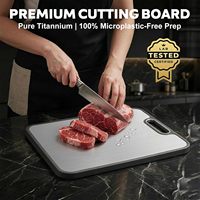 Planche à découper en titane pur, double face, réversible, sans BPA, en paille de blé PP, bord antidérapant pour viande et légumes