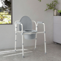 Chaise de toilette contemporaine avec revêtement en poudre pour la rééducation, idéale pour les personnes âgées, les femmes enceintes, les seniors et les personnes handicapées - Portable, capacité 100 kg
