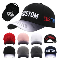 Gorra de Béisbol con Bordado 3D Personalizado, Visera Degradada, Suministro de Fábrica, Multicolor, Ajustable, con Logotipo Personalizado, para Uso Casual