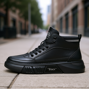 Liquidation chaussures pour hommes chaussures décontractées montantes à la mode et polyvalentes antidérapantes résistantes à l'usure Martin noir bottes en cuir mi-coupe - Product Image 2