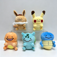 Gantungan Kunci Boneka Pikachu Pokemon Anime Lucu 4 Inci, Bahan Katun Lembut, Bordir, Mainan Boneka Isi Dakron, Kawaii, Kartun, Liontin Tas Sekolah/Ransel