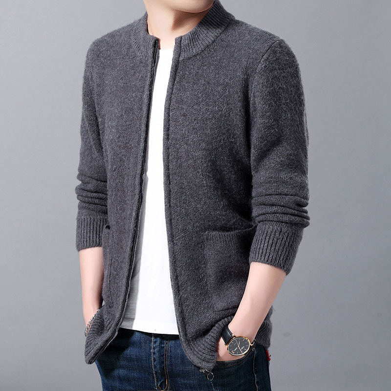 Custom Cardigan Sweater For Men Plus Size Long Sleeve Zip Cardigan With pockets