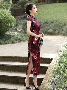 Raso di seta Midi migliorato Cheongsam nuovo bordo in pizzo migliorato Qipao <span class=keywords><strong>abiti</strong></span> <span class=keywords><strong>da</strong></span> sera in stile cinese abito <span class=keywords><strong>da</strong></span> <span class=keywords><strong>cerimonia</strong></span> <span class=keywords><strong>donna</strong></span> - Product Image 5