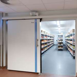 Puerta Corredera Eléctrica de Acero Inoxidable para Cuarto Frío, Automática, con Color Personalizado - Product Image 1