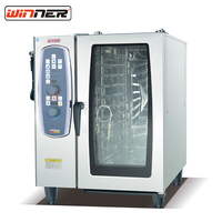 Four combiné électrique commercial 10 plateaux en acier inoxydable avec nettoyage automatique et chauffage par convection 18,6 kW