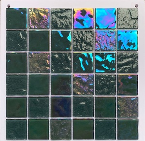 Para <span class=keywords><strong>Kasaro</strong></span>, azulejo de mosaico de vidrio cuadrado iridiscente azul, mosaicos de pared de 30*30cm para Villa, piscina y baño, característica de parquet - Product Image 2