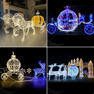 Grand motif lumineux <span class=keywords><strong>commercial</strong></span> 3D de Noël : Citrouille, Cheval et Chariot LED pour spectacle lumineux, décoration de place de ville - Product Image 2