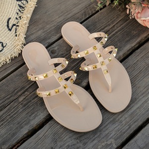 Sandales compensées en PVC à clous style européen, nouveauté été, pour femmes, mules à enfiler, antidérapantes, tendance mode - Product Image 2