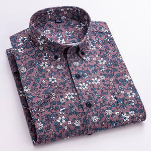 Kemeja Pria Musim Panas 2024 Motif Bunga 100% Katun, Cetak Hawaii, Kerah Lapel, Model Slim Fit, Lengan Pendek - Product Image 5