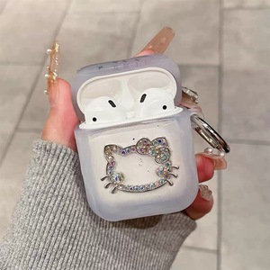 <span class=keywords><strong>Coque</strong></span> souple transparente style minimaliste pour écouteurs iPhone, étui <span class=keywords><strong>Airpods</strong></span> avec strass et boucle suspendue Chat KT, compatible <span class=keywords><strong>Airpods</strong></span> Pro 3 - Product Image 4