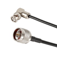 Câble coaxial RG58 avec connecteur BNC mâle coudé et connecteur N mâle à sertir en laiton, 50 Ohm, 300 mm, longueur personnalisée