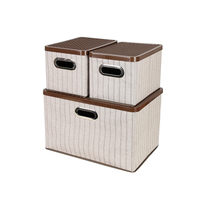 Petite taille paquet décoratif pliable boîte de rangement tissu conteneurs organisateur avec couvercle en plastique pour la maison chambre placard bureau