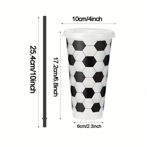 Gobelet <span class=keywords><strong>en</strong></span> plastique réutilisable de type paille pour supporter de football, avec couvercle et paille, sans BPA, écologique, pour cadeaux de fête et sport, Qualité Supérieure - Product Image 3