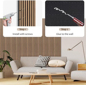 Panneaux acoustiques modernes de haute qualité en lattes de bois, panneaux muraux absorbants le son, décoration murale avec finition bois, directement de l'usine. - Product Image 6