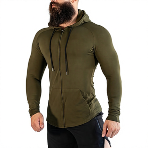 Slim Fit <b>Hoodie</b> Customizable Men's Hooded <b>Zip</b>-Up With <b>Pocket</b> Quick Dry Sport Design Regular Sleeve Knitted Polyester Winter Wear - Product Image 4