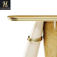 Table basse ronde de luxe italienne légère pour le salon de la villa Table console fantaisie en marbre Mobilier haut de gamme sur mesure