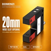 Capteur infrarouge DOMENZI GL20-P-V3 à faisceau invisible, largeur de fente 20 mm, PNP, pour la détection dans les environnements poussiéreux et pollués