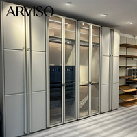 Armoire moderne en cuir en forme de L, écologique, avec design autoportant, finition haut de gamme et grande capacité de rangement