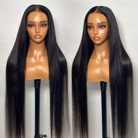 Perruque frontale en dentelle HD 13x6 invisible, cheveux humains indiens bruts, densité 180%, lisses, pour femmes noires