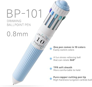 Stylo bille rétractable en plastique 0,8 mm, 10 couleurs, pour croquis et journalisation (vente en gros) - Product Image 3
