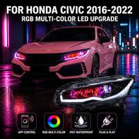 Phares LED projecteurs RGB pour modification automobile, animation de démarrage dynamique, compatibles avec Honda Civic 10ème génération 2016-2022, sans hyper clignotement