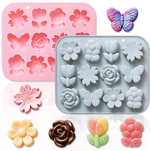 Moule en silicone personnalisé en forme de fleur et de papillon, qualité alimentaire, facile à démouler, pour pudding et chocolat - Product Image 1
