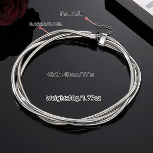 Collier ras du cou tressé à trois brins en métal, couleur or et argent, pour usage quotidien, unisexe, style européen et américain - Product Image 2