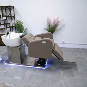 Silla de salón giratoria para lavado de pelo, sillón eléctrico moderno para champú, cama con iluminación Led, nuevo diseño