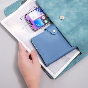 <span class=keywords><strong>Carpeta</strong></span> de Documentos de Cuero PU con Cierre a Presión y Asa, con Logotipo Personalizado, Tamaño A4, para Organizar Papel, Cartas y Artículos de Papelería - Product Image 2