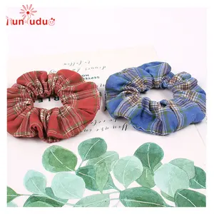 สไตล์ใหม่สีผ้าตาราง hair TIES ยอดนิยมผู้หญิง dot scrunchies ผม