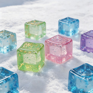 <b>Glitter</b> Ice Cube Squishy Fidget Toys, Squishy Cube Stress <b>Balls</b> for Adults & Kids, Slow Rising Stress Relief Toys - Product Image 1