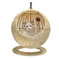 Panier pour chat blanc en rotin synthétique tressé, écologique, durable, respirant, facile à nettoyer, résistant à la moisissure, pour coin intérieur des animaux de compagnie
