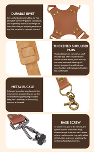 Dây đeo máy ảnh chất lượng cao bằng da thuộc nguyên tấm, hai dây đeo vai, dành cho nhiếp ảnh gia, dùng được cho hai máy ảnh - Product Image 4