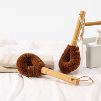 Brosse à vaisselle en fibre de coco avec manche en bambou naturel, brosse écologique avec corde de suspension, personnalisable pour le nettoyage de la cuisine