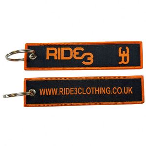 Wholesale <b>Custom</b> Logo Woven Double Side Embroidery Fabric Keychain Keytag Keyring - Product Image 4